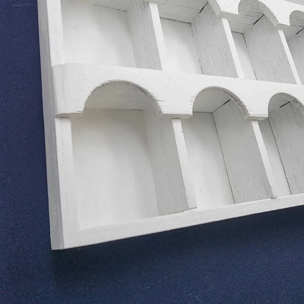 White 24 Cubby Arched Shelf Display Holder Wall Mount 13